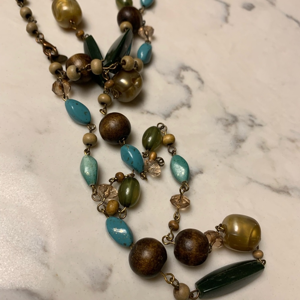 Vintage Claire’s 19" L Statement Piece w/ Acrylic Jewels in Neutral Autumn Tones